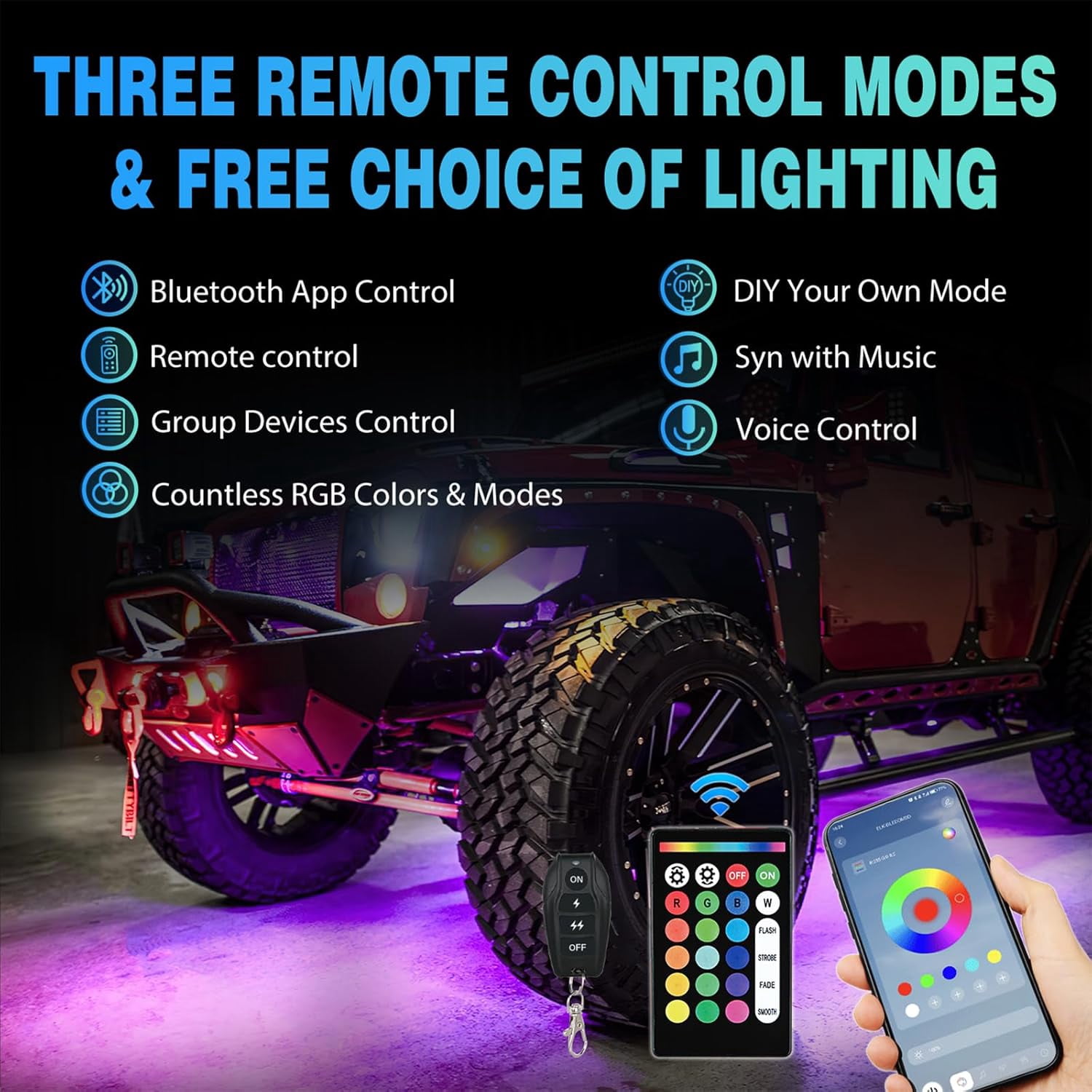 Nilight RGBW LED Rock Lights Kit, 6 Pods 22LED Wide Angle Remote & Bluetooth App Dual Control with Music Modes Multicolor Underglow Neon Wheel Well Light Fit for ATV UTV SUV Offroad Truck RZR Boat