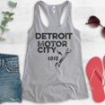 thumbnail image 2 of Detroit Motor City Tank Top, Ladies Racerback Tank Top, Detroit Tank, Michigan Tank, Heather Gray, Small, 2 of 3