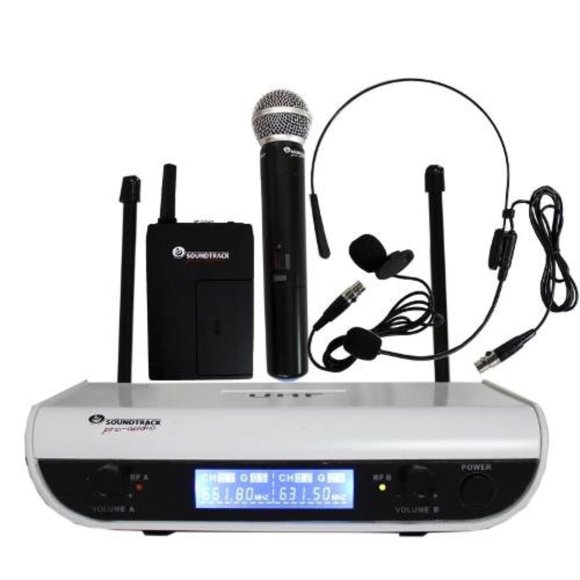 Micrófono STW-27HUL Soundtrack Inalámbrico Diadema, Solapa y Mano SOUNDTRACK Maletín de Plástico