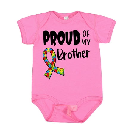 

Inktastic Proud of My Brother Autism Awareness Puzzle Piece Ribbon Gift Baby Boy or Baby Girl Bodysuit