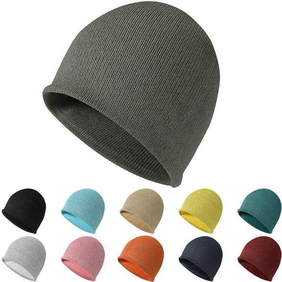 LONKITO Mens Hats Winter Unisex Brimless Beanie Warm Reflective Knitted Wool Hat Black Beanies