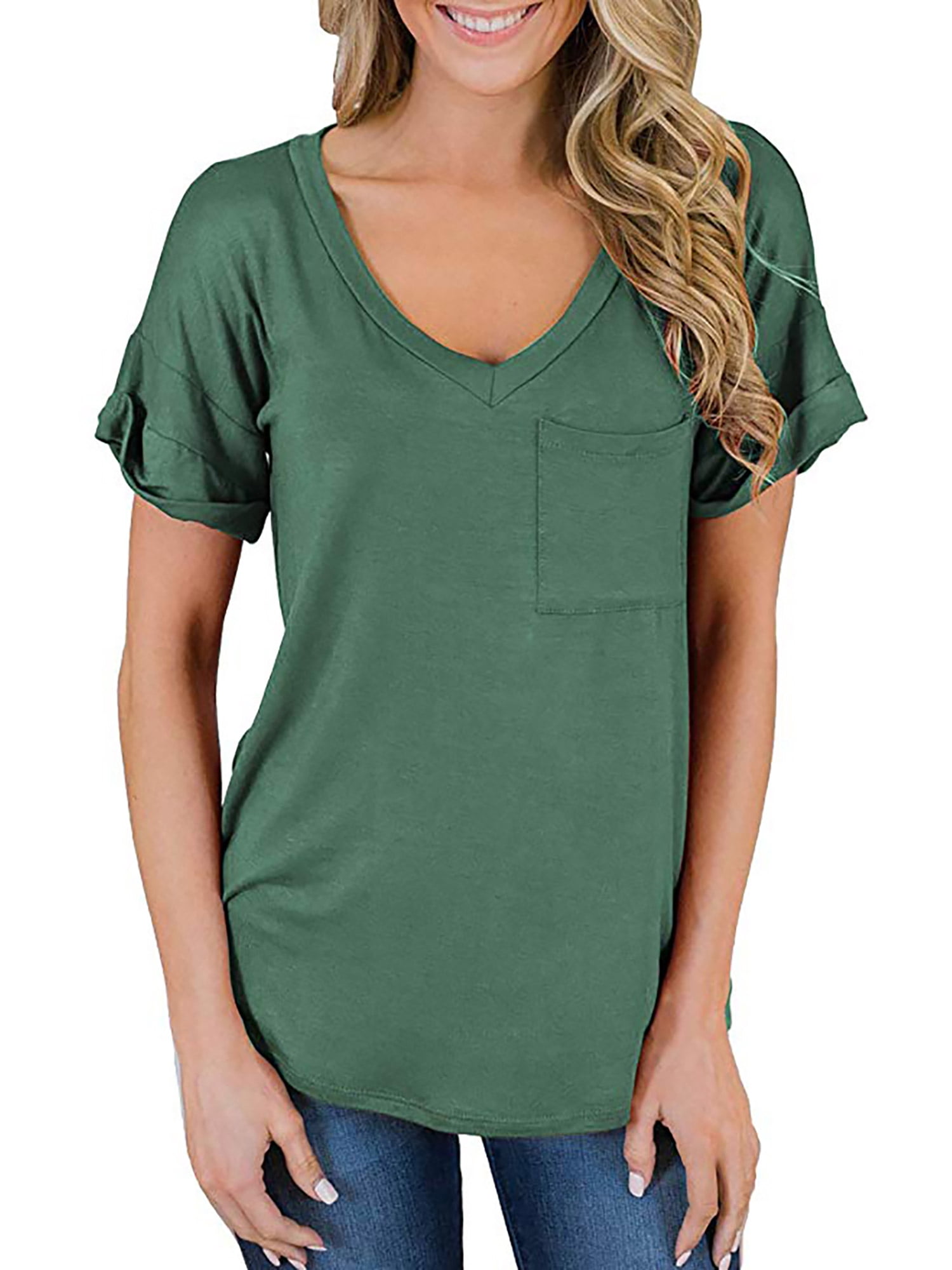 Selfieee - Selfieee Women's Summer Tops Short Sleeve V Neck T Shirts ...