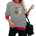 thumbnail image 3 of YueHuiYing Fashion Women‘s Casual Long Sleeve Printing Round Neck Loose T-Shirt Blouse Hoodless Sweatshirts Top, 3 of 6