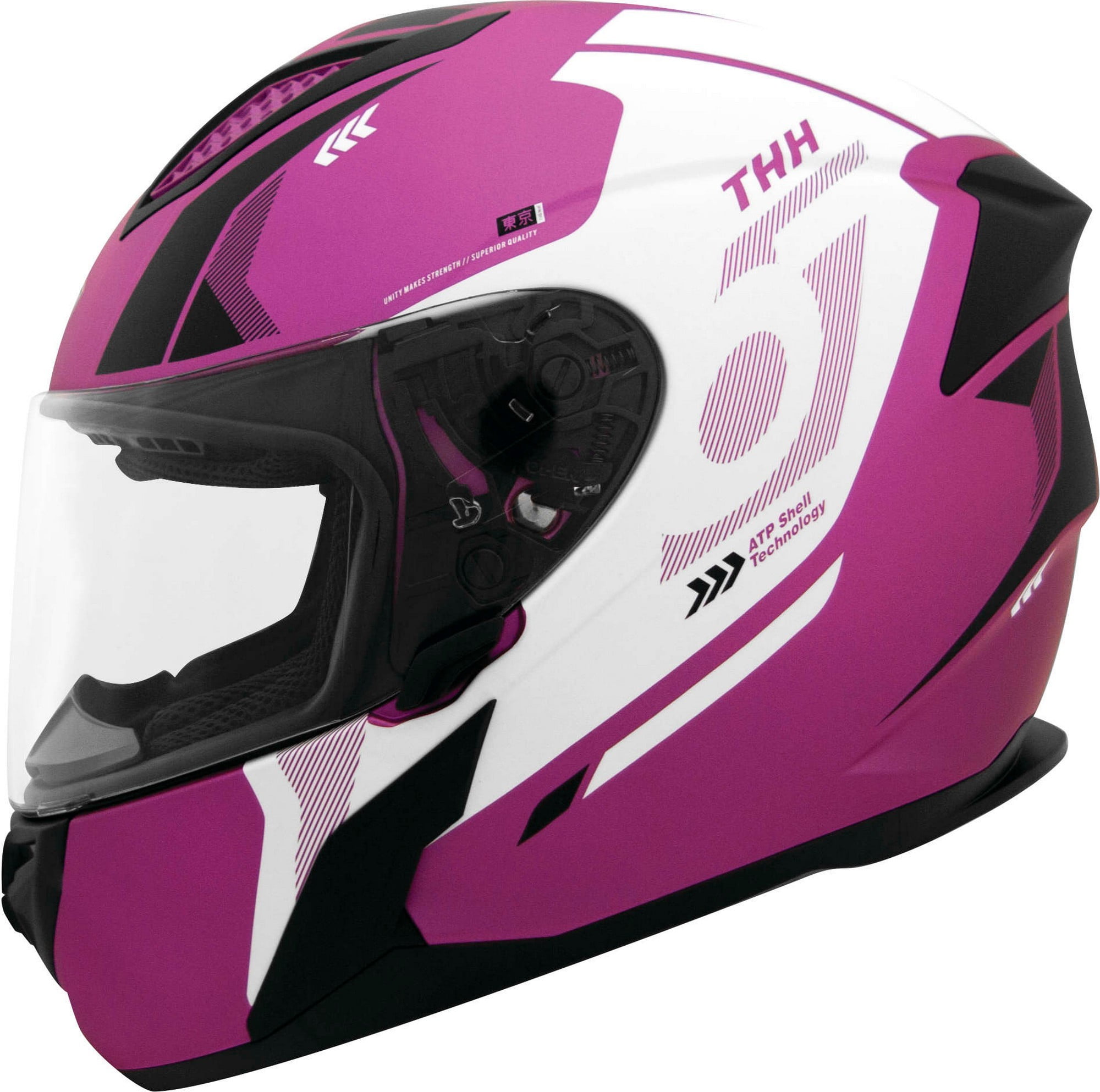 THH T-810 Hayate Motorcycle Helmet Metal Pink/White SM