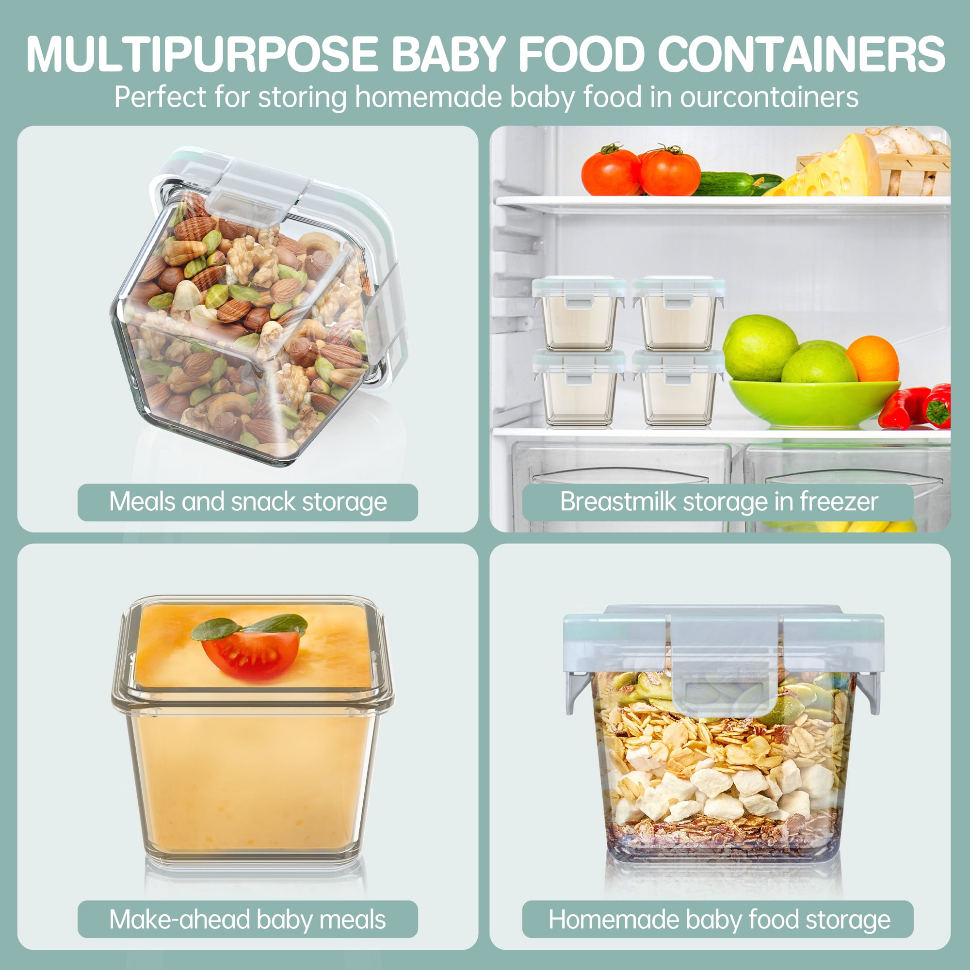 Glass Baby Food Storage Containers, 12 Pack 5oz Small Glass Jars