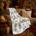 thumbnail image 3 of Snowy Winter Village Cabins, Festive Holiday Scene, Warm Flannel Blanket for Cabin and Lodge with Detailed Artwork, Art Lovers Housewarming Gift, Festive Home Decor, 3 of 9