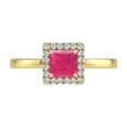 thumbnail image 4 of Round and Princess Cut Natural Ruby Gemstone Ring in 14K Yellow Gold (Size: 9), 4 of 6