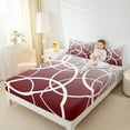 thumbnail image 4 of Manfei Abstract Circle Bed Sheets 4pcs, Gray Red Ombre King Sheets, Geometric Line Sheet Set, Luxury Bedroom Decor, 4 of 7