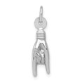 thumbnail image 1 of 14k White Gold Rock On Sign Necklace Charm Pendant Musical, 1 of 8