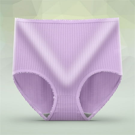 Pavied Tummy Control Underwear Plus Size Underwear Seamless Panties Ladies Stretch Full Coverage Briefs Absorbent Underwear High Waisted Underwear Panties for Women Purple L