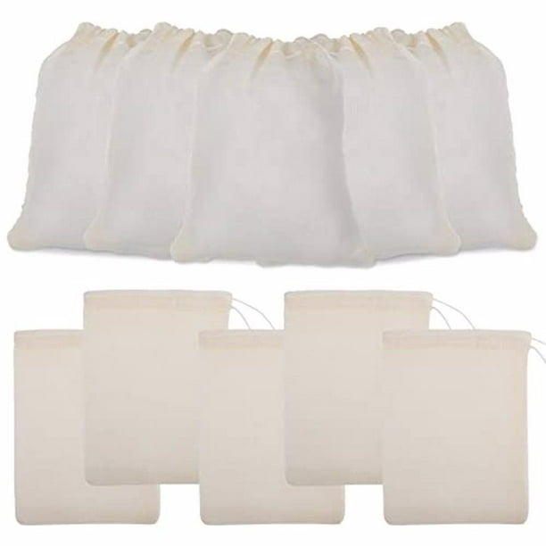 Wosthever Bolsa de especias de muselina de 10 piezas, bolsa de hierbas de té con cordón reutilizable vacía, soporte de filtro de desechos de Teteras