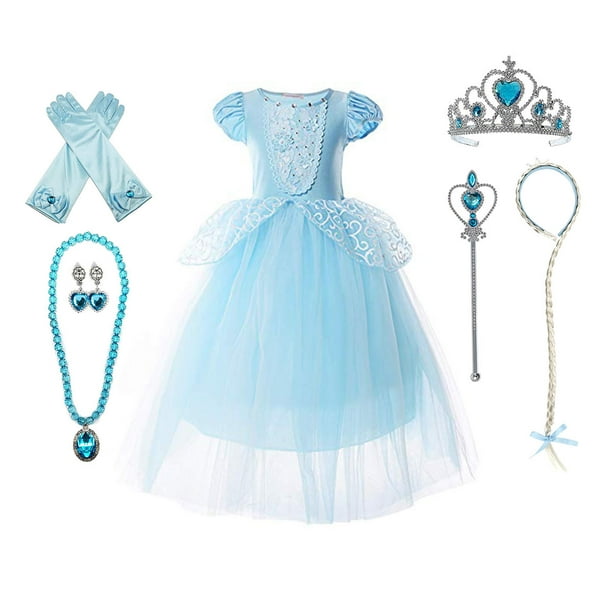 9-layers Tulle Skirt Princess Cinderella Costume Girls Dress Up With Accessories 3-12 Years 