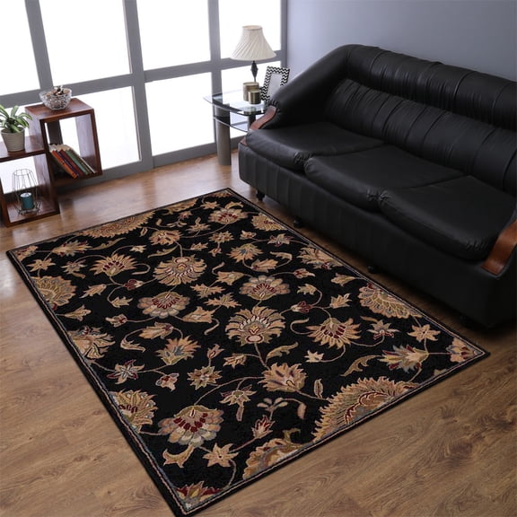 Rugsotic Carpets Hand Tufted Wool Eco-Friendly 8'x11' Area Rugs Rectangle Brown Oriental High Pile Thick Handmade Anti Skid Indoor Rug for Living Room, Bedroom K00653