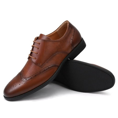 

Men s Dress Shoes Mens Oxford Shoes Leather Stylish Lace-up Wingtip Brogues Business Casual Formal Derby Shoe 11 Yards