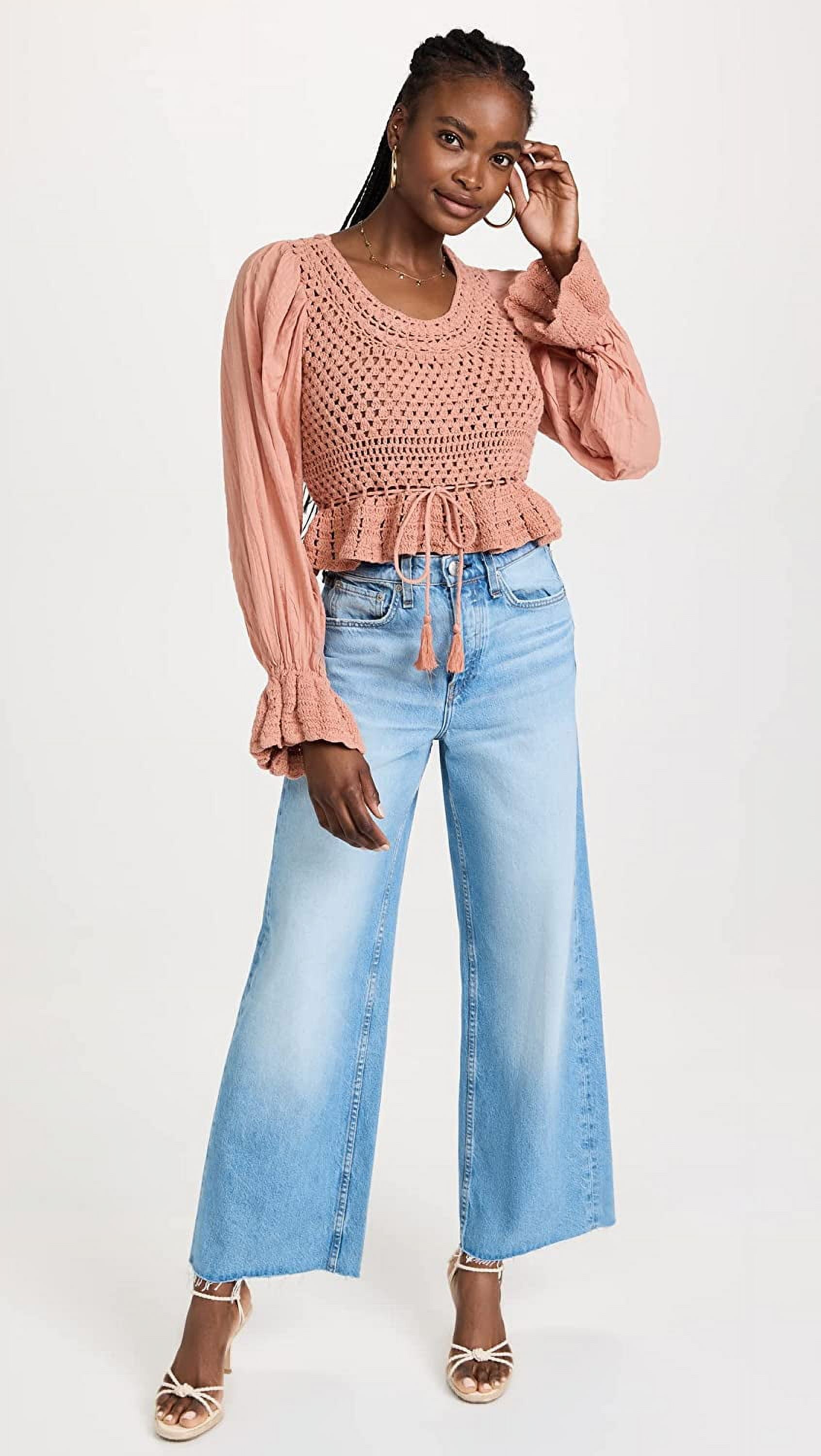 coral crochet top