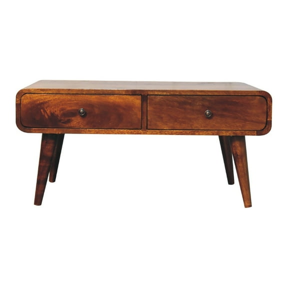 Lesuto Sonata Chestnut Coffee Table - Nordic Style, Wood, 2 Drawers