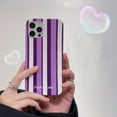 thumbnail image 2 of Compatible with iPhone 13 Pro Max Glossy Case Vertical Stripe Shiny Clear Cute Purple White Aesthetic Minimalist Shockproof Protective Cover for Women Girls, 2 of 7