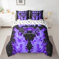 thumbnail image 2 of Manfei Cartoon Game Console Bedding Comforter Set 7pcs for Boys, Black Purple Gamepad Queen Bedding Sets, Cartoon Snowflake Reversible Queen Sheet Sets, Ultra Soft Home Decor, 2 of 7