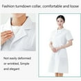 thumbnail image 4 of Women Short Sleeve V Neck Button Down Long Dress Coat White Jacket With Pocket, 4 of 8