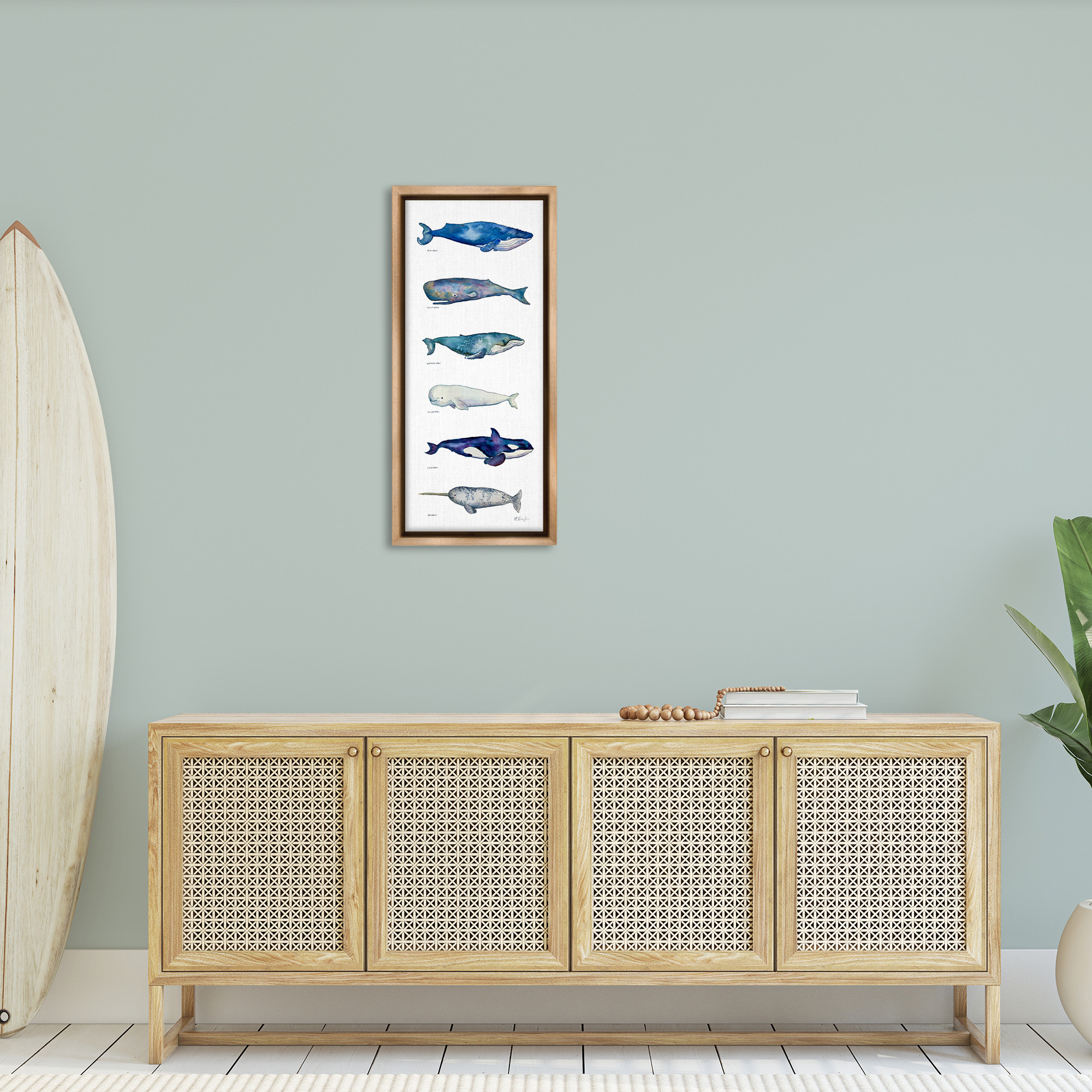 Stupell Industries Maritime Sea Life Chart Animals & Insects Painting Brown Floater Framed Canvas Art Print Wall Art, 15 x 31