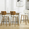 thumbnail image 2 of WOOW DEPOT PU Bar Stools Set of 2, 26" Seat Height w/ Mid Back Bent Wood Legs, Modern Upholstered Island Barstool Counter Chair for Home Kitchen Pub Dining Room, 2 of 10