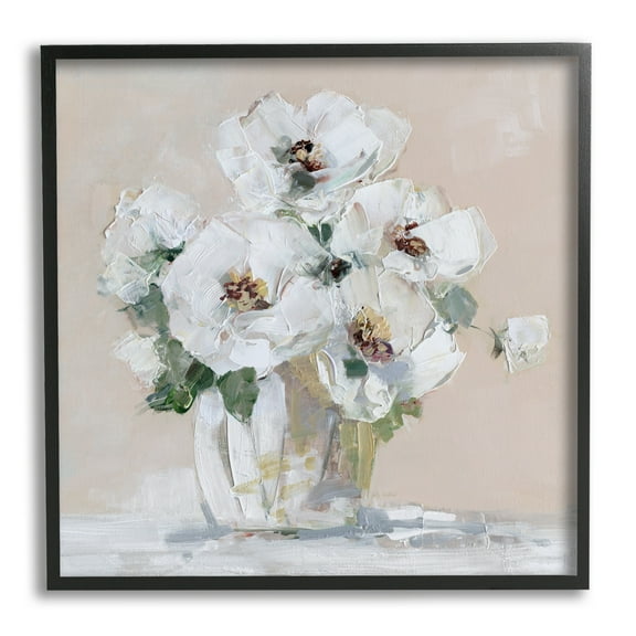 Stupell Industries Traditional Flower Blossom Bouquet Delicate White Petals Painting Black Framed Art Print Wall Art, Design by Sally Swatland