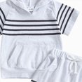 thumbnail image 4 of KPOPLK Toddler Baby Boy Clothes Summer Outfits Short Sleeve Hooded T Shirt Tops Casual Shorts Set 2Pcs Little Boy Clothes(12-18 Months,White), 4 of 4