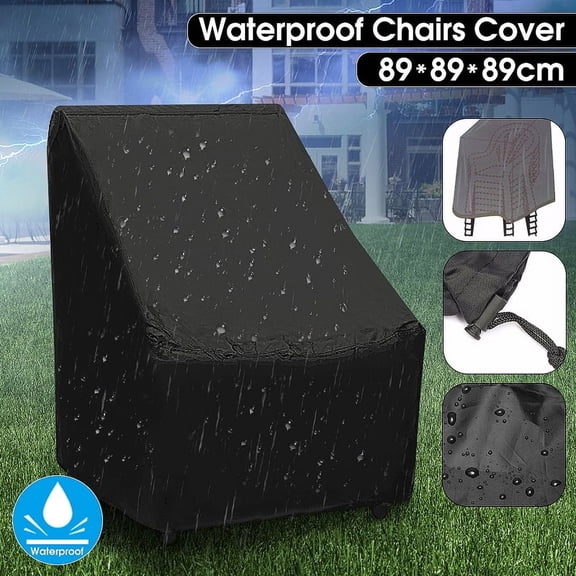YEERSWAG Waterproof Outdoor Patio Chair Cover, 35"L x 35"W x 35"H Weather Resistant Garden Furniture Protection Cover, Dustproof UV-Resistant Chair Cover for Garden Chairs, Black