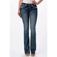 thumbnail image 2 of Grace in LA Women's Heavy Embroidered Stitch Pocket Bootcut Stretch Jeans (27, Blue), 2 of 3