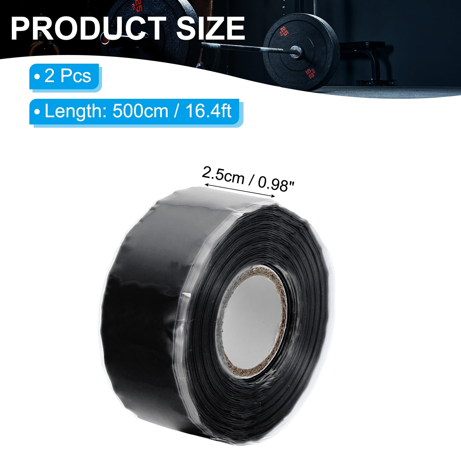 Uxcell Grip Tape, Self-Fusing Silicone Tape 17ft, Sealing Repair Wrap Tape, Black 2 Pcs