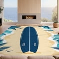 thumbnail image 2 of Design&I 8'x10' Washable Area Rug Sleek Flatweave Pet Friendly Surfboard Wave Stripe Nautical Border Aesthetics Surf Bathroom for King Size Bedroom, Under Bed, 2 of 7