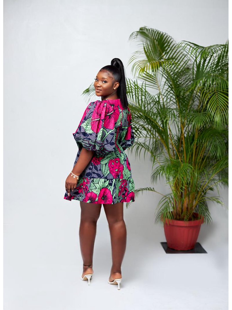 Mary Ankara Puff Sleeve Mini Dress - Walmart.com
