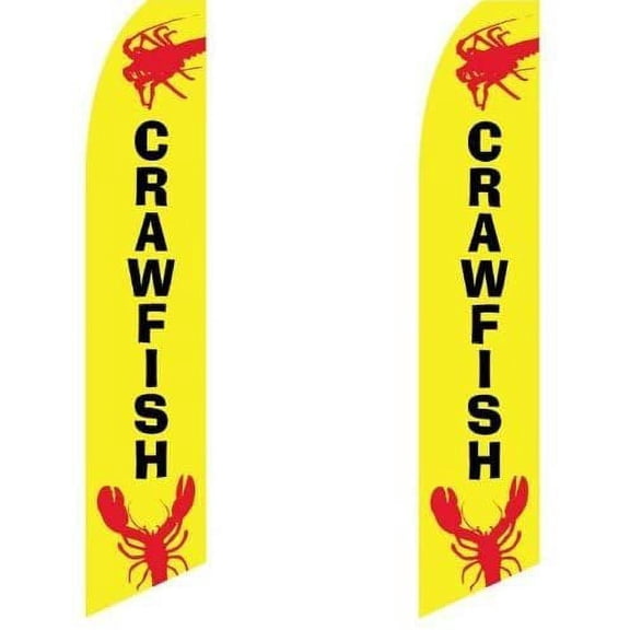 2 two Pack Tall Swooper Flags Crawfish Yellow Red Black