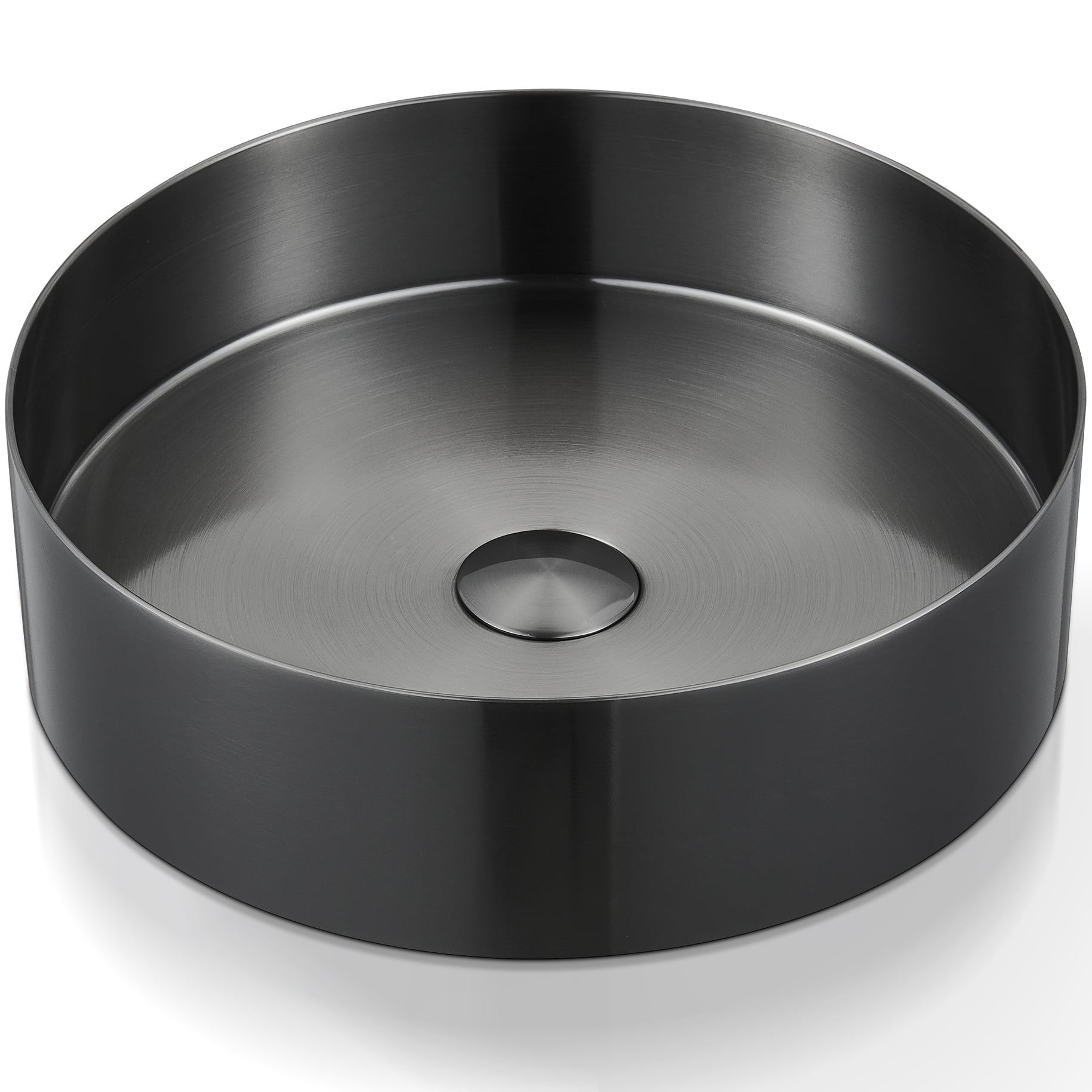 Round Bathroom Basin, Stainless Steel Vessel Sink Bowl with PopUp