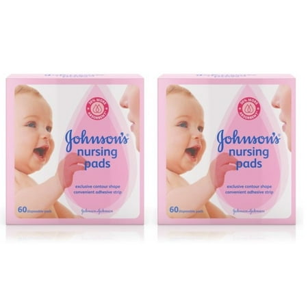 Contoured Disposable Breast Pads - (2 Pack) Johnson Disposable Nursing Pads with Natural Cotton, 60 ct