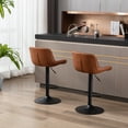 thumbnail image 4 of Set of 2 Bar Stools,Black Footrest and Base Swivel Height Adjustable Mechanical Lifting PU + Black Leg Simple Bar Stool,brown, 4 of 5