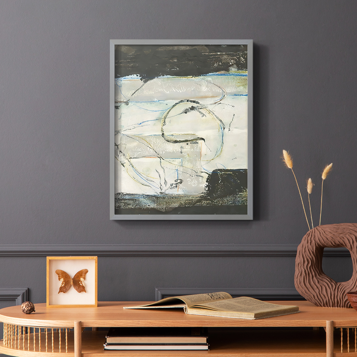 Continuing Energy I Framed Print in Gray Solid Wood Framed Print No Nail Hanging