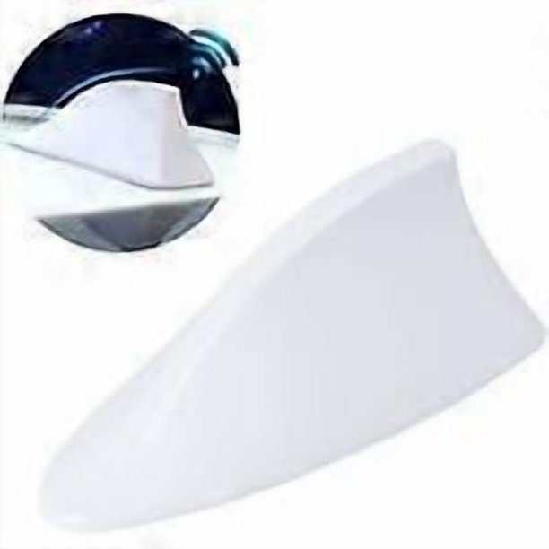 Shark antenna (white) 1 piece, shark fin antenna, universal FM/AM radio reception antenna, self-adhesive and waterproof.
