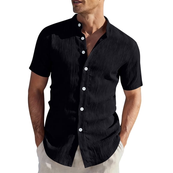 CONZONE Mens Buttons Down Shirts Short Sleeve Shirts for Men Trendy Solid Color Slim Soft Lightweight Summer Tops