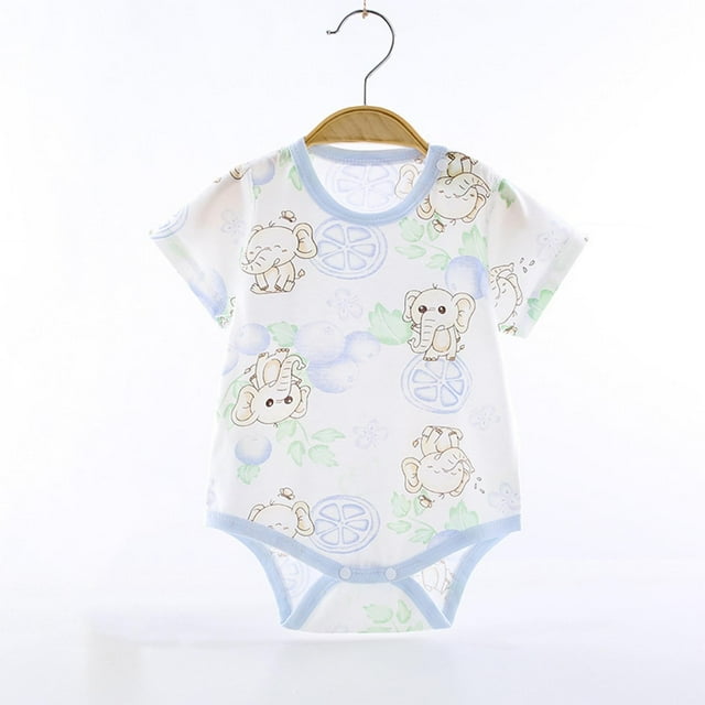 JDQJBZ Barboteuse à Manches Courtes pour Nouveau-Né, Imprimé Ourson, en Coton