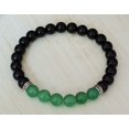 thumbnail image 2 of Natural Aventurine & Black Onyx 8mm Round Shape Smooth Cut Beads Stretchable Bracelet for Men & Women., 2 of 3