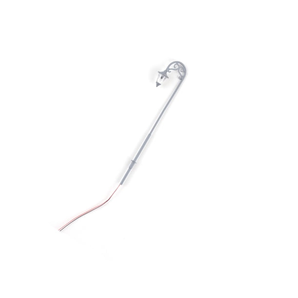 Kearding Modelo de lámpara de vía férrea, micropaisaje para exteriores, 1:87, farola LED de Metal, patios de parque, pista de jardín, artesanías Artesanía Gris (luz blanca) Kearding HA066593-05