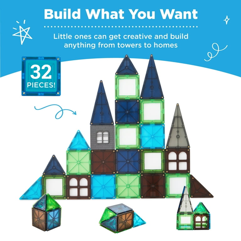 Best Choice Products 32-Piece Kids Magnetic Tiles Set