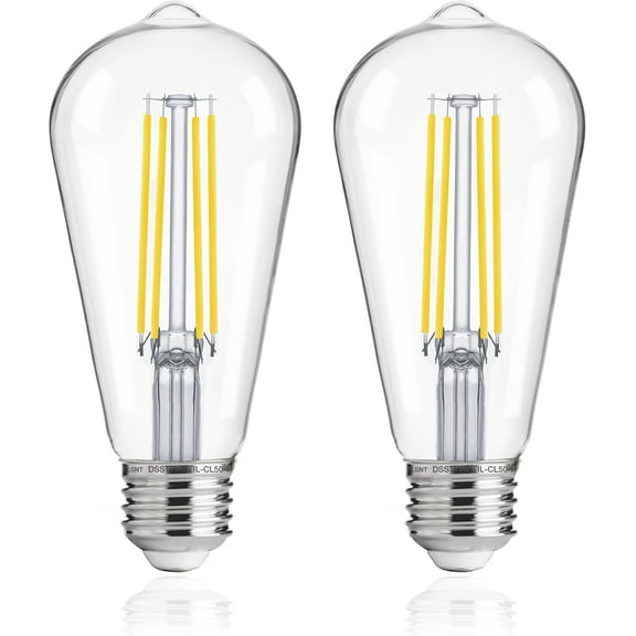 Jaspertronics Dusk to Dawn Outdoor Sensor ST19 LED Bulb 8W 1400LM Vintage Filament E26 Base Auto On/Off Photocell 5000K Soft White 2 Unit per pack