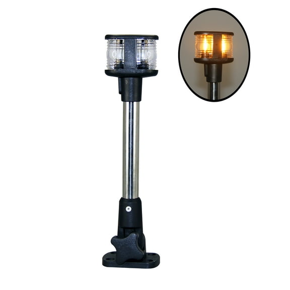 Pactrade Marine Anchor Light Stern Light Aluminum Pole Foldable Dual Mount Warm White for Pontoon Boat Bimini Top Light
