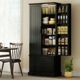 thumbnail image 2 of HOMCOM 72" Kitchen Pantry Cabinet with LED Light and Door Shelves, Black, 2 of 10