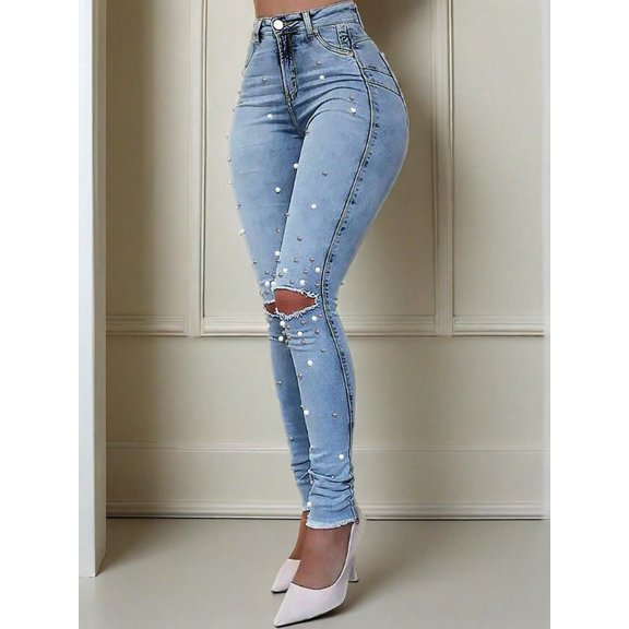 aPAY Jeans for Women Long Slim Fit Denim Pants Y2k Vintage Street Style Suitable for Daily Travel Regular Size