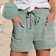 thumbnail image 2 of XIAONU Women's Sage Crinkled Gauze Shorts Relaxed Fit Above Knee Drawstring Waist Lightweight Beach Bottoms, 2 of 5