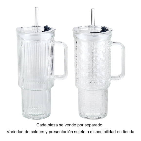 Vaso Prichos Para Cafe con Popote Vidrio 460 ml 1 Pieza