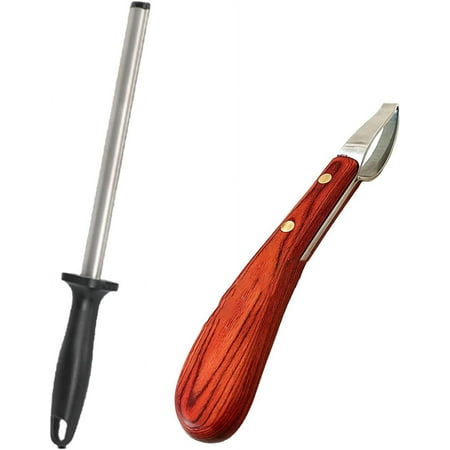 2pcs Hoof Knife Sharpener Horse Oval Hoof Knife Farrier Hoof Loop Knife Farrier tool Honing Rod Hoof Trimming KnifeKeep Hoof Knives Cutting Instruments Sharp Tools for Cutting Donkeys Cows Hooves